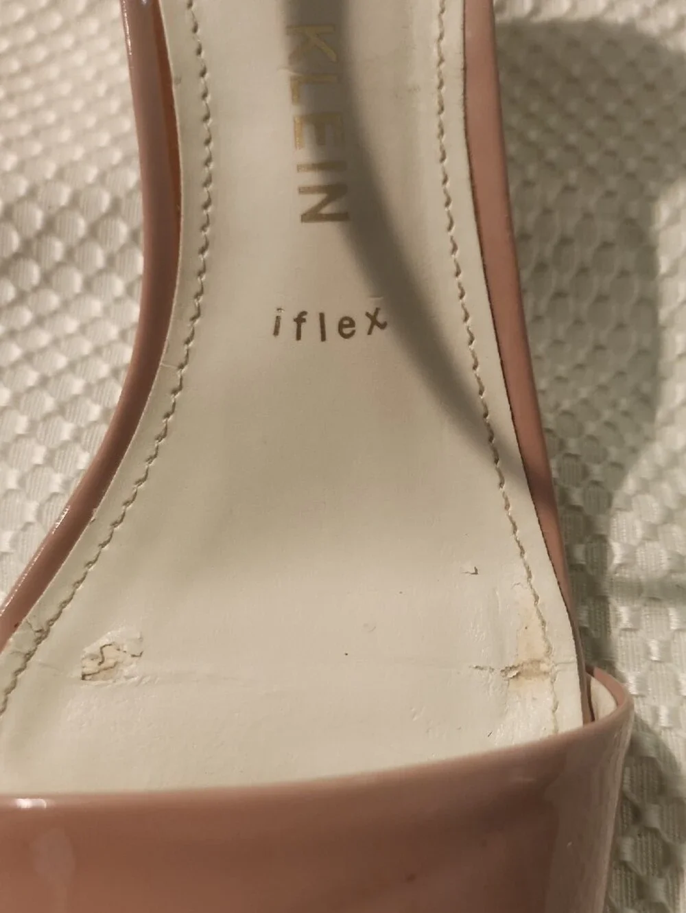Anne Klein Blush Patent Ankle-Strap Block Heels